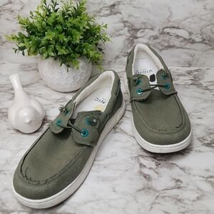 VIONIC Beach Mens 8 army green Skipper Slip-On Casual Comfort Shoes canvas
